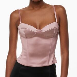 Aritzia Pink Satin Corset Top